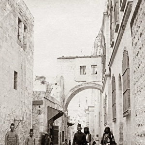 Ecce Homo Arch on the Via Dolorosa, Jesusalem, circa 1880s