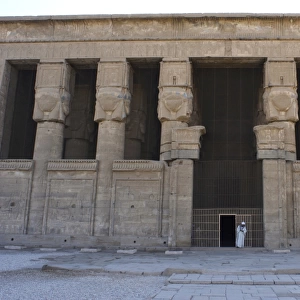Egypt. Dendera. Hathor Temple. Facade held by six Hathoric c