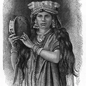 Egyptian music girl with tamborine, 1887