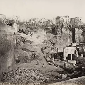 Excavation of the ruins of Herculaneum, Italy, 1869