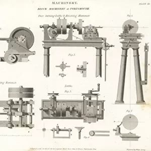 Face-turning lathe and riveting hammer, 18th century
