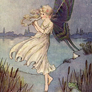Fairy and Frogs, by Hilda T Miller