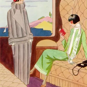 1924 Fashion Print: Train Travelers in Elegant Attire 1924 Fashion Print: Train Travelers in Elegant Attire