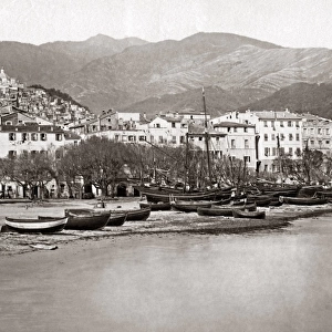 Fishing boats at San Remo, Italy, circa 1890