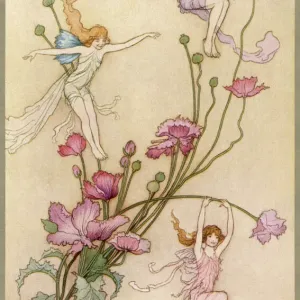 Folklore Print of Goble Fairies Amidst Flowers