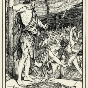 Odysseus Attacks Suitors Print Odysseus Attacks Suitors Print