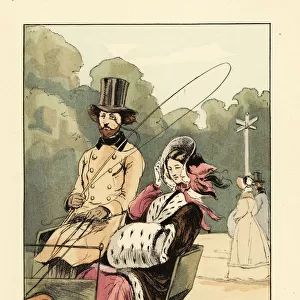 A fop driving in the Bois de Boulogne, 1840
