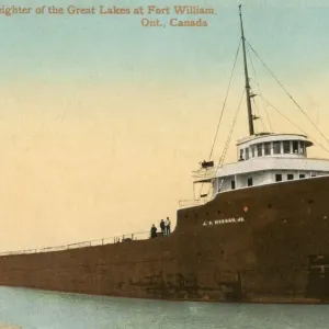 A Freighter of the Great Lakes Print, circa 1910s A Freighter of the Great Lakes Print, circa 1910s