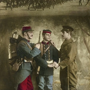 French and British soldiers in wartime