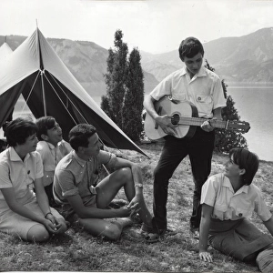 French scouts singing at camp