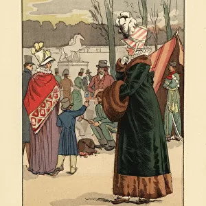 French women visting the Cossack bivouac in Paris, 1814