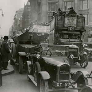 General Strike 1926: Armoured car in London streets