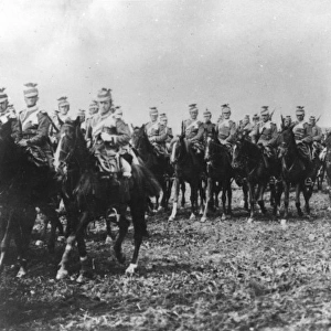 German cavalry on manoeuvres, Belgium, WW1