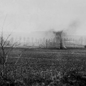 German shell exploding, Western Front, France, WW1