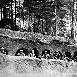German soldiers in their rabbit-warren dug-outs in the Argonne