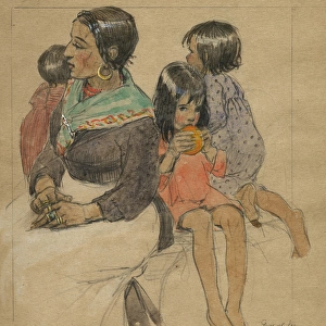 Gipsy woman with children by Muriel Dawson