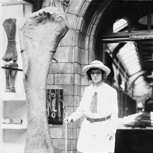 Girl with dinosaur bone, 1920s