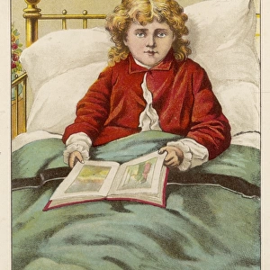 Girl Reading in Bed