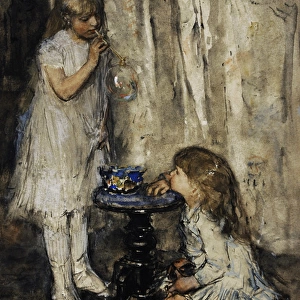 Two Girls Blowing Bubbles, c. 1880, by Jacob Maris (1837-189
