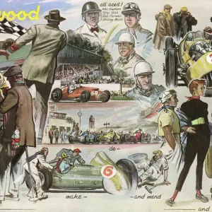 Goodwood Print, 1953 Montage of Motor Racing Scenes Goodwood Print, 1953 Montage of Motor Racing Scenes