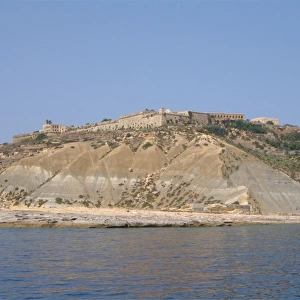 Gozo cliffs and the fort above Mgarr, Malta