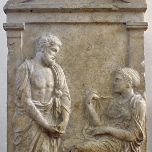 Greek Art. Classic Period. Funerary stele of Ktesilaos and T