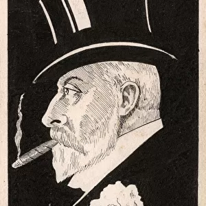 Hand-drawn postcard of King Edward VII in profile