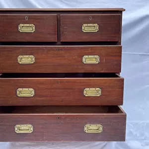 Harland & Wolff oak campaign chest with five drawers