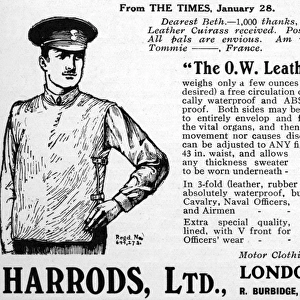 Harrods advertisement, Leather Cuirass, WWI