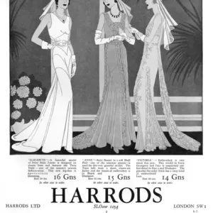 Framed Print of 1930s Evening Wear Print: Court Gown and Opera Dress.  Framed Print from Mary Evans