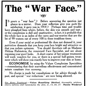 Helena Rubinstein advert, The War Face, WW1