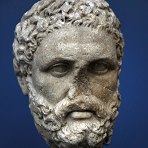 Heracles. Divine hero in Greek mythology. Head. Marble
