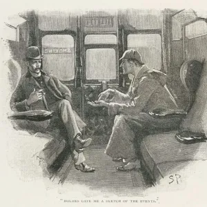 Print of Holmes and Watson in a Railway Compartment Print of Holmes and Watson in a Railway Compartment