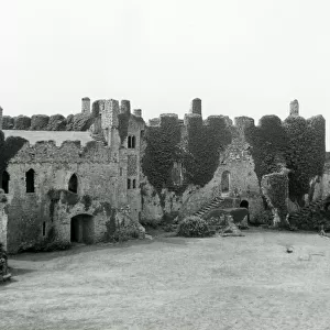 Inner courtyard of Manorbier Castle, near Tenby, Wales