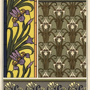 The iris in various patterns for stained glass