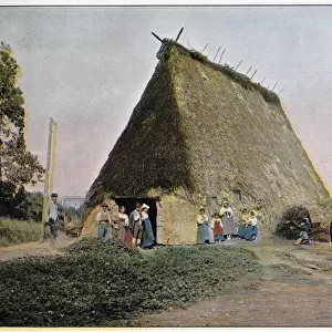Italian peasant home with a steep thatched roof, near Ostia Date: 1890s