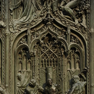 Italy. Milan Cathedral. Door detail. Flagellation of Christ