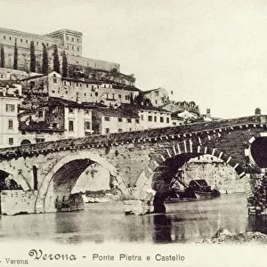 Italy - Verona - Ponte Pietra and the Castle