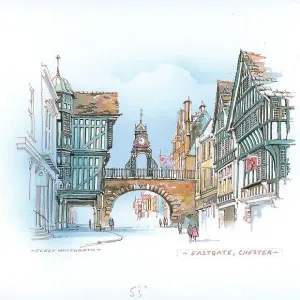 Eastgate, Chester Print by Terry Whitworth Eastgate, Chester Print by Terry Whitworth