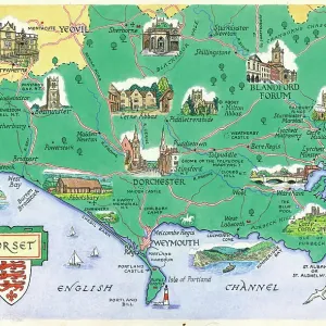 Dorset Map Print by M. F. Peck (J Salmon Archive) Dorset Map Print by M. F. Peck (J Salmon Archive)