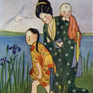 Japanese woman with children