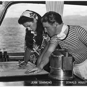 Jean Simmons and Donald Houston on location