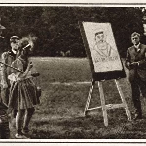 John Hassall sketching for the Red Cross, WW1