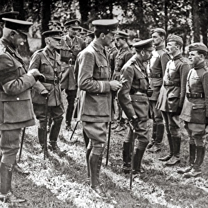 King George V with RAF pilots, Western Front, WW1