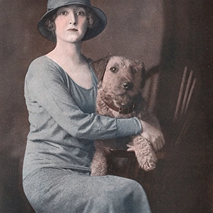 Lady Wodehouse with her Airedale Terrier