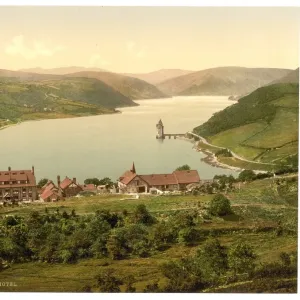 Lake and hotel, Vyrnwy, Wales