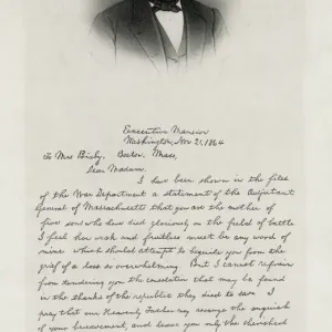 Carta de Abraham Lincoln a Sra. Bixby con vestido hasta la cintura
