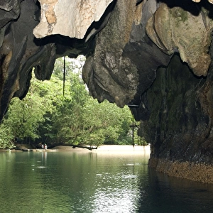 Limestone formations on the exit from the cave