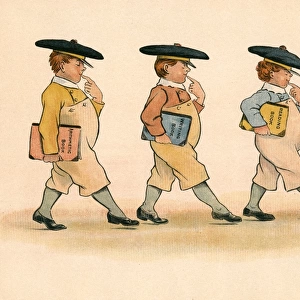 Three little boys heading out to school