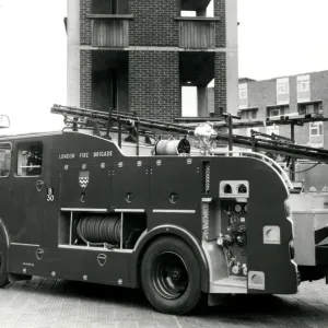London Fire Brigade Dennis Diesel Pump Engine Print 1965